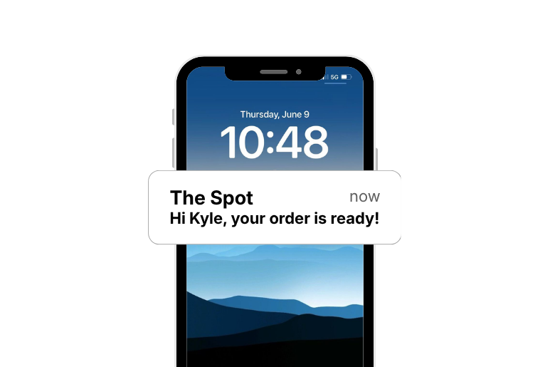 the spot: hi kyle, order your is ready!